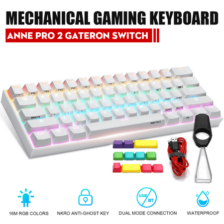 ANNE PRO 2 Gateron Brown Switch 60% RGB Mechanical Gaming Keyboard, Dual Mode Connection USB &