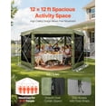 thumbnail image 2 of Pop Up Gazebo Screen Tent 12x12 ft Large 6 Sided Camping Canopy with Removable Top Carry Bag Quick Set Bite Proof Sun Shelter for 8 10 People Backyard Patio Green, 2 of 6