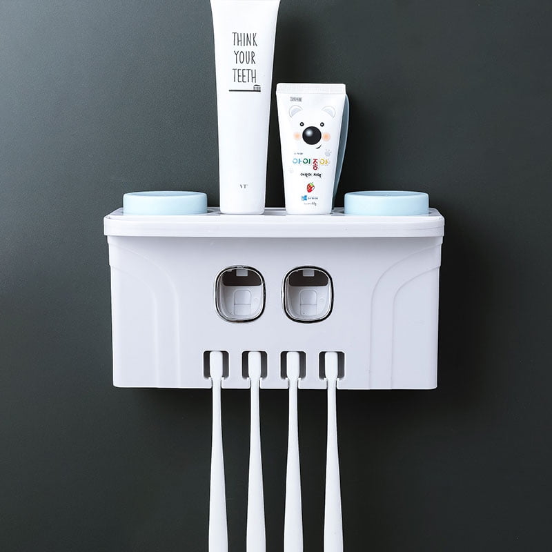 Wall Mount Automatic Toothpaste Dispenser Toothbrush Holder Rack