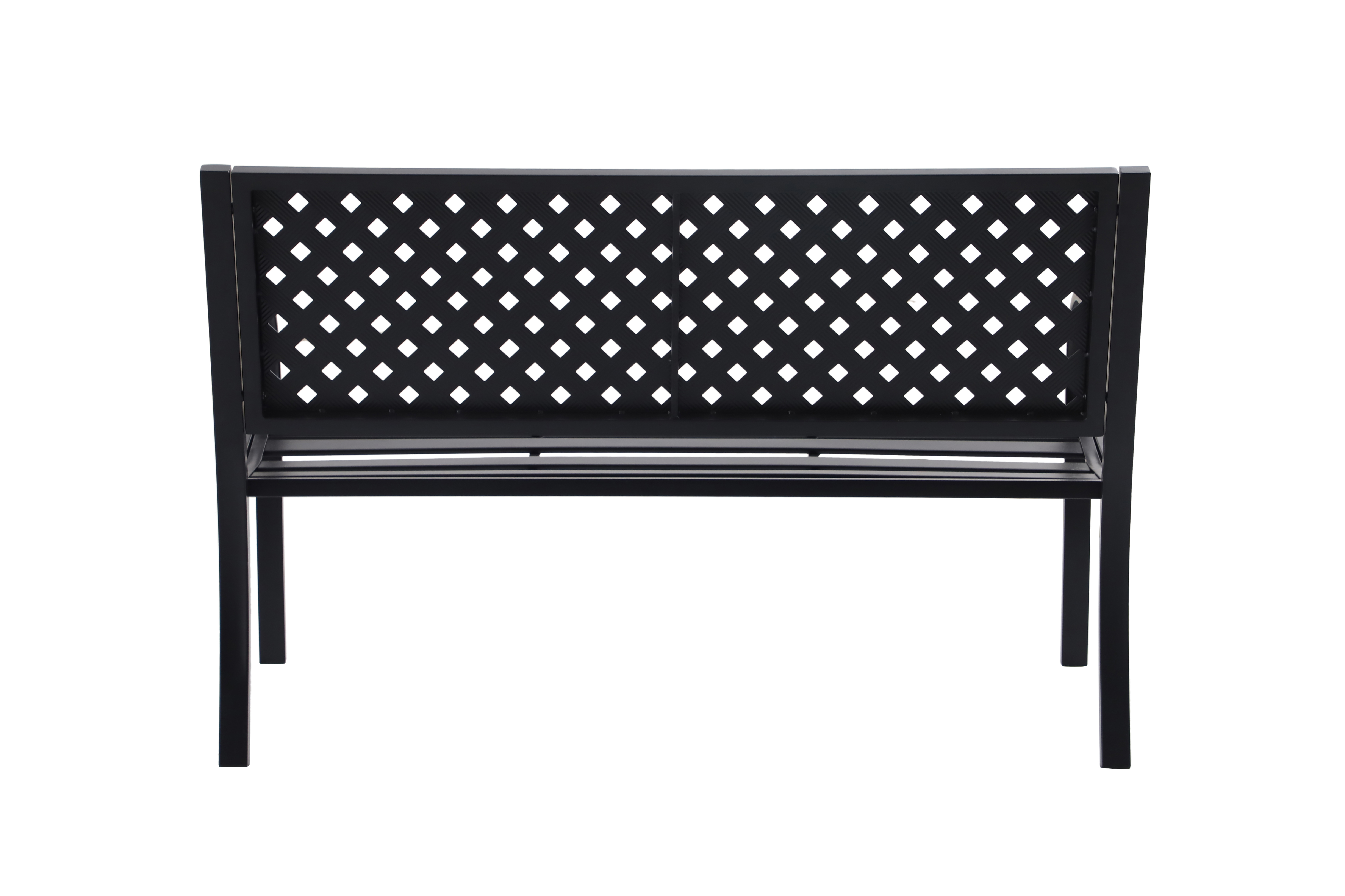 Mainstays Lattice High Back Slat Seat Steel Garden Bench, Black - image 7 of 12