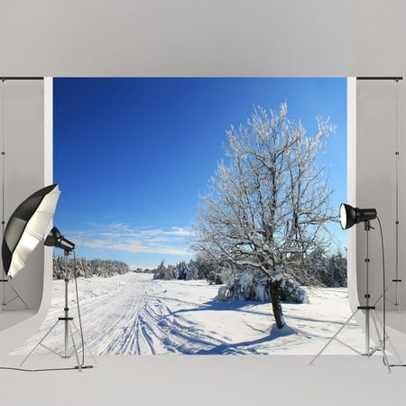 Image of MOHome 7x5ft Snow Sceneic Photography Backdrops Blue Sky Winter Background for Photo Props