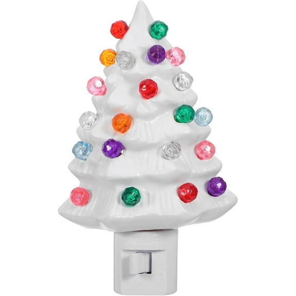FDEEOM Ceramic Christmas Tree Night Light - 5.8" H, Nostalgic, Decorative Bathroom Decoration