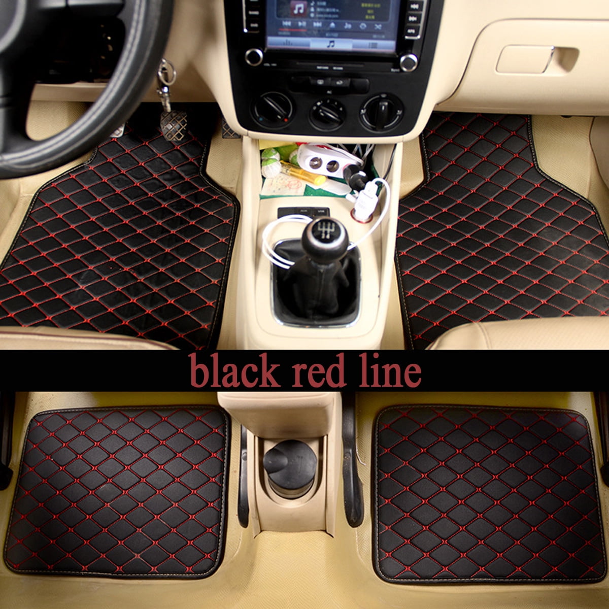 4Pcs Universal Car Floor Mats Front & Rear Carpet Mat