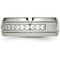 thumbnail image 4 of Chisel Stainless Steel Polished and Grooved with CZ 8.2mm Half Round Band - Ring Size 12.5, 4 of 8