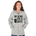 thumbnail image 4 of My Blood Type Coffee Caffeine Addict Zip Hoodie Sweatshirt Women Brisco Brands M, 4 of 6