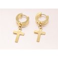 thumbnail image 2 of Boucles d'Oreilles Créoles Huggie Pendantes en Acier Inoxydable pour Hommes Femmes, Argent, 2 of 4