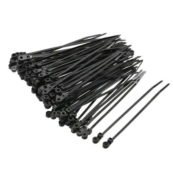 Unique Bargains Mount Head Cable Zip Ties 4 Inches Screw Hole Nylon Wire Strap Black 40pcs