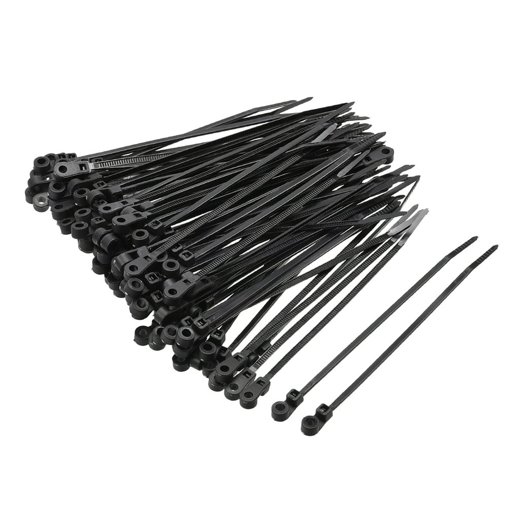 4 Inches Mount Head Cable Zip Ties Screw Hole Nylon Black 40 Pack