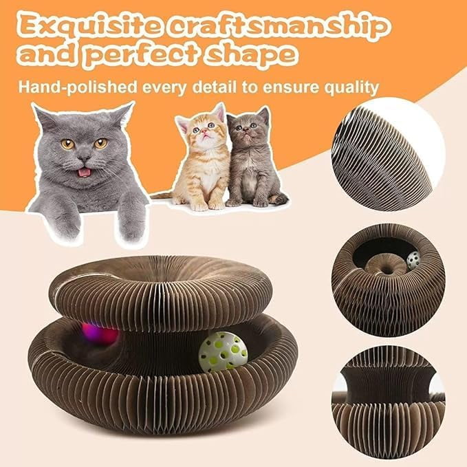 Cocogato Cat Toy, Ball for Cats, Flexible & Foldable Scratcher Cardboard with Bell-Ball, Interactive Toy for Claw Grinding Physical Exercise & Track Adventure (1pc)