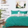 thumbnail image 3 of 3 Piece Turquoise Geometric Duvet Cover Set Full Size,Microfiber Comforter/Quilt Cover with Corner Ties and 2 Pillowcases,Modern Moire Abstract Art Aesthetics All Season Bedding with Zipper Closure, 3 of 8