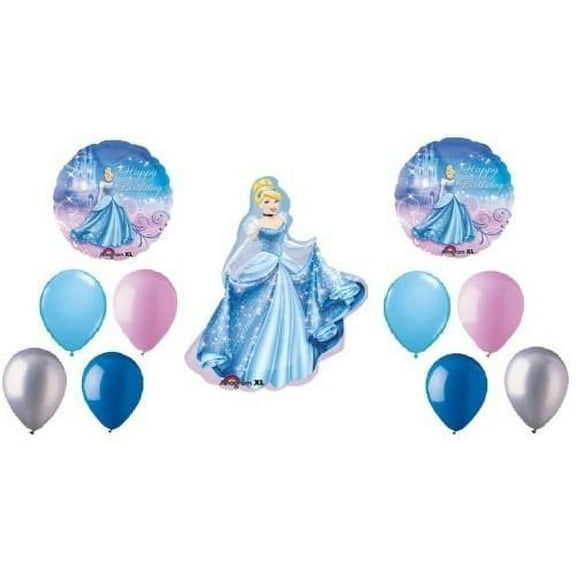 CINDERELLA Disney PRINCESS 11 Birthday Party Mylar & Latex Balloons Bouquet Set