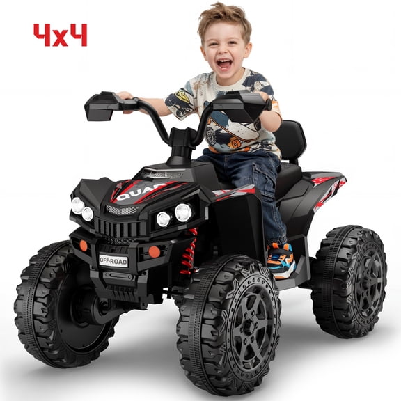 Wisairt 24V Ride on ATV Toys, 4WD Kids ATV 4-Wheeler for Big Kids with 2 Seater, Electric Quad 800W Motor Power, Black