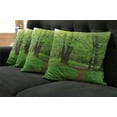 thumbnail image 2 of Ambesonne Forest Throw Pillow Cover 4 Pack, Summer Trees Tranquil, 20", Fern Green Brown, 2 of 6