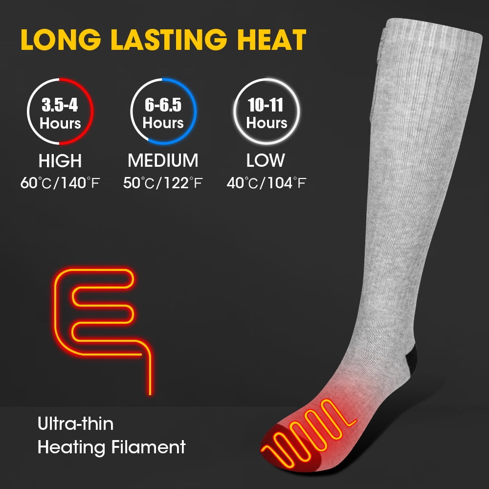 Snow Deer Heated 2025 Upgraded Rechargeable Electric Heated Socks,7.4V 2200mAh Battery Powered Cold Weather Heat Socks for Men Women,Outdoor Riding Camping Hiking Motorcycle Skiing Warm Winter Socks