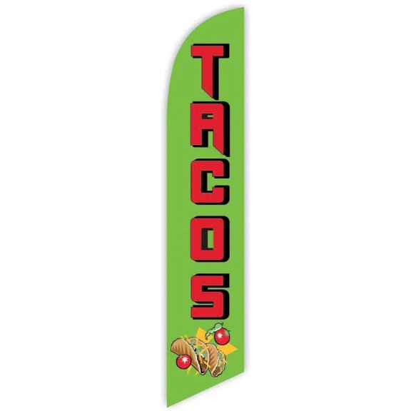Cobb Promo Tacos Green Advertising Feather Flag 12ft - Replacement Flag Only Without Poleset