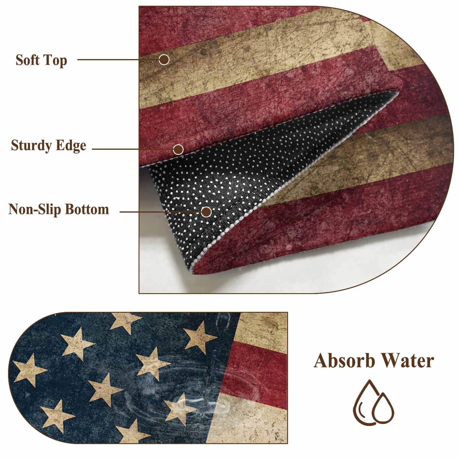 4th of July Area Rugs 8'x10', Washable Small Throw Rugs for Living Room Patio, Independence Day Farmhouse American Flag Indoor Outdoor Rug Non-Slip Low Pile Carpet Runner Reversible Floor Mats