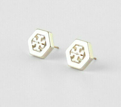 New Tory Burch Womens Golden Stud W 56616 Hexagon Logo Stud Earring, 8989-7