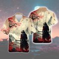 thumbnail image 3 of Camisa con estampado 3D de águila samurái de verano para hombres y mujeres, camisas de moda, camisas hawaianas de manga corta con un solo pecho, blusa, ropa con solapa, 3 of 4