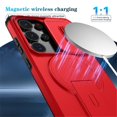 thumbnail image 2 of Case for Samsung Galaxy S25 Ultra 5G 6.9" with Invisible Fold Holder Stand, MagSafe Magnetic Wireless Charging,Sliding camera casing,Shockproof Dropproof Tough Rugged Protective Case Cover,Red, 2 of 10