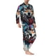 thumbnail image 2 of Balery Tie-Dye Wolf Head Pijama para Hombre de Dos Piezas con Manga Larga, Conjunto de Dormir y Descanso Suave con Bolsillos-Large, 2 of 7
