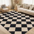 thumbnail image 3 of HIWEAVER Black/White 5' x 7' Modern Geometric Easy Jute Area Rug for Living Room Washable Checkered Print Indoor Outdoor Carpet Non-Slip Stain-Resistant Kitchen Throw Mat Low Pile Patio Rug Decor, 3 of 6