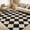 Black and white, variant on GlowSol Washable Easy Jute Rugs 6x9 Modern Checkered Area Rugs for Living Room Non-Slip Contemporary Trellis Accent Carpet Neutral Low Pile for Bedroom Diamond Brown