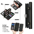 thumbnail image 2 of ELEHOLD Flip Leather Wallet Case for Samsung Galaxy S23 with Large Capacity 13 Card Slots Zipper Pocket Kickstand Magnetic Detachable Case Crossbody Shoulder Strap Shockproof Protective,Black, 2 of 8