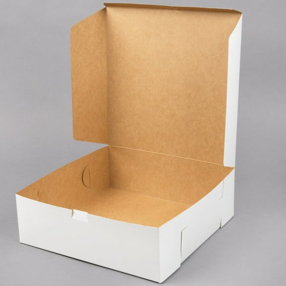 Cake Bakery Box 12" x 12" x 4" Square Non Corrugated Paperboard White 100 Bundle