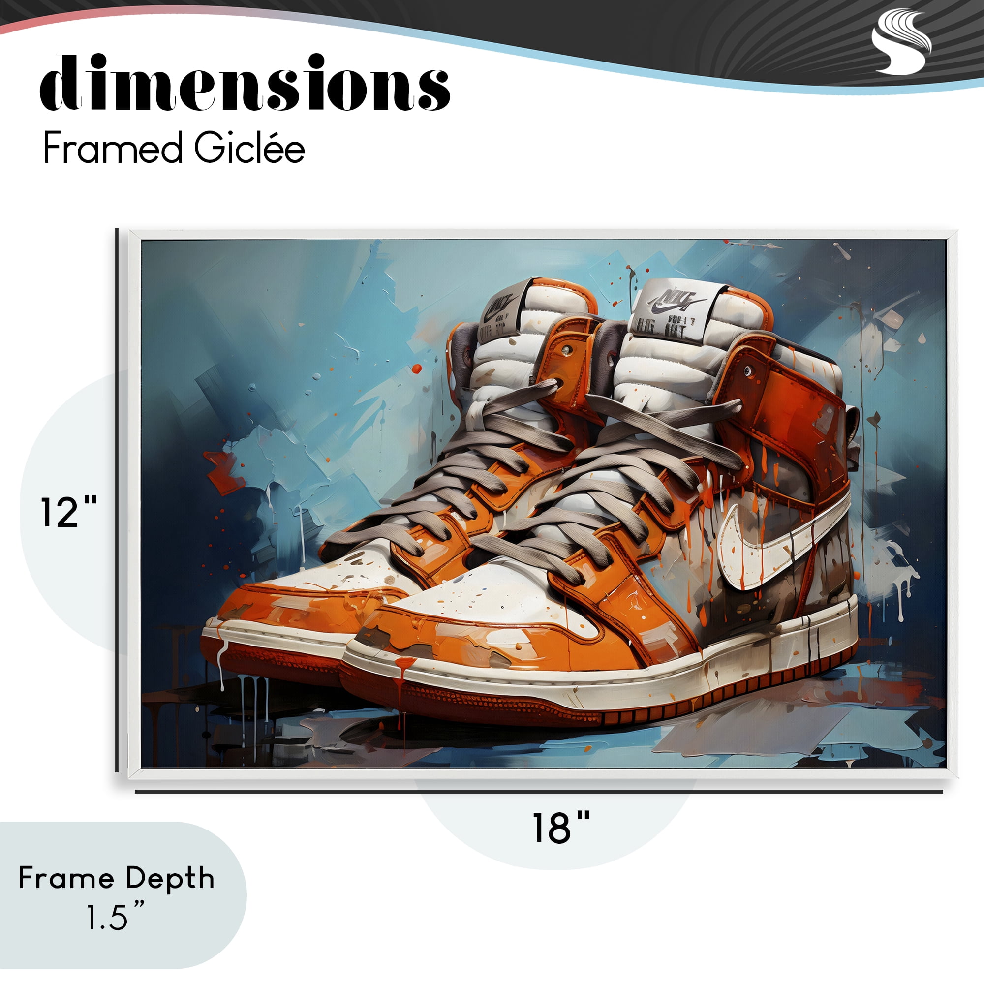 Stupell Industries Red & White Sneakers Splash White Framed Giclee Art, design by Creative Studio