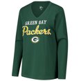 thumbnail image 2 of Women's G-III 4Her by Carl Banks Green Green Bay Packers Post Season Long Sleeve V-Neck T-Shirt, 2 of 3