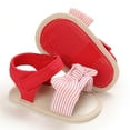 thumbnail image 6 of 2025 Clearance! 50% Off Clear! asdoklhq Baby Shoes,Baby Girls Striped Bow Sandals Soft Non-Slip Rubber Sole Flat Walking Shoes, 6 of 9