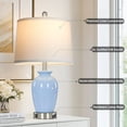 thumbnail image 7 of Lolikit 23" Ceramic Jar Table Lamp Set of 2 for Bedroom Living Room Farmhouse Sky Blue Bedside Nightstand Lamps with USB A+C Charging Ports, 7 of 7