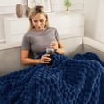 thumbnail image 4 of Whale Flotilla 50"x60" Throw Blanket for Couch with Expanded 3D-Jacquard Pattern, Fuzzy Soft Cozy Exquisite Blankets or All Season, Warm and Fluffy, Navy Blue, 4 of 10