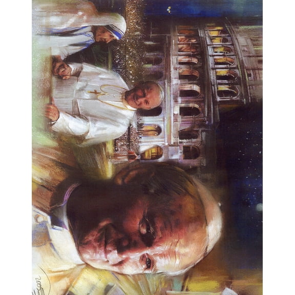 Catholic print picture - POPE JP COLLAGE - 8" x 10" ready to be framed