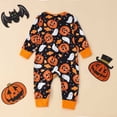 thumbnail image 6 of Weebloom Baby Girl Halloween Pumpkin Outfits Long Sleeved Pumpkin Print Overall For Toddlers With Zipper Crawling Suit 0-1 Year Jumpsuits Romper 0-3 Months, 6 of 7