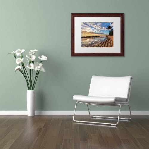 Trademark Fine Art 'Kauai Kailani Sunrise' Canvas Art by Pierre Leclerc, White Matte, Wood Frame