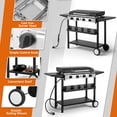 thumbnail image 3 of Ktaxon 4 Burner Propane Griddle Flat Top Gas Grill 40000 BTU with Lid,Ceramic Coated Cast Iron Pan,Side Shelves,Spice Rack,Wheels, 3 of 8