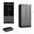 thumbnail image 5 of 65" Black Wood Armoire Wardrobe Closet with 2 Shutter Doors, 2 Drawers, Magnetic Closure & Metal Slides – Modern Tall Storage Cabinet for Bedroom, Living Room or Nursery, 5 of 8