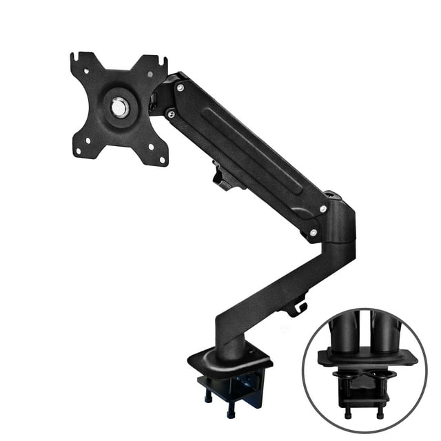 MotionGrey Single Metal Computer Monitor Arm Stand Universal Vesa Mount Arms Installation for up to 28 Inch Screen for Desk - Black
