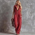 thumbnail image 2 of JULMCOMO Jumpsuits for Women Hooded Zip Up Sleeveless Casual Overalls Wide Leg Vacation Loose Fit Jumpsuit with Pockets Deep Red M, 2 of 4