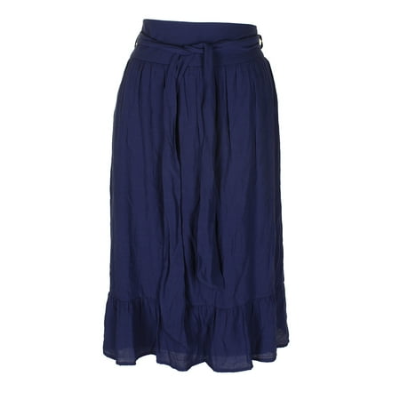 NYCollection - Ny Collection Petite Patriot Blue Belted Ruffled A-Line