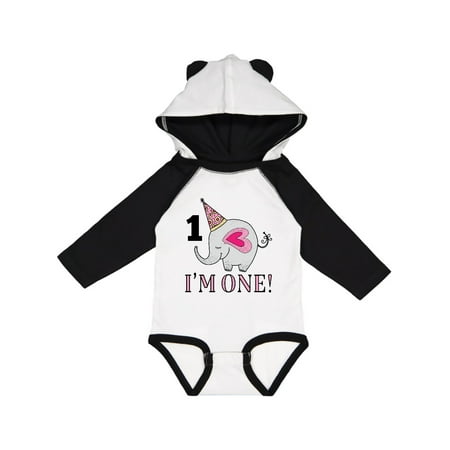 

Inktastic 1st Birthday Elephant 1 Year Old Gift Baby Girl Long Sleeve Bodysuit
