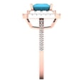 thumbnail image 3 of 2.07 ctw with Simulated Diamond Halo Accents Anniversary Ring for Women | Princess Cut Simulated Turquoise | Hyperallergenic Solid 14K Rose Gold, 3 of 5