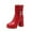 Red, variant on Women's Boots Thick-Soled Square Toe Mid Calf Boots Women's Fashion Casual Versatile Comfortable Booties Fall Winter Warm Shoes Red 6