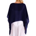 thumbnail image 4 of Women's Trendy Chiffon Capelet Batwing Sleeves Elegant Flowy Evening Wedding Shawl Wrap Sheer Mesh Asymmetric Hem Summer Sun Protection Cover Up Lightweight Beach Vacation Outfits, Navy One Size, 4 of 5