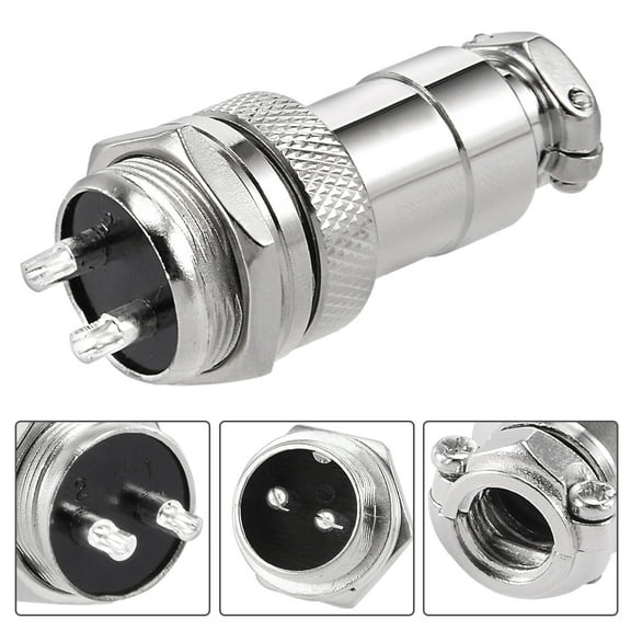 Aviation Connector, 16mm 2P 7A 125V GX16-2 Waterproof Male Wire Panel Power