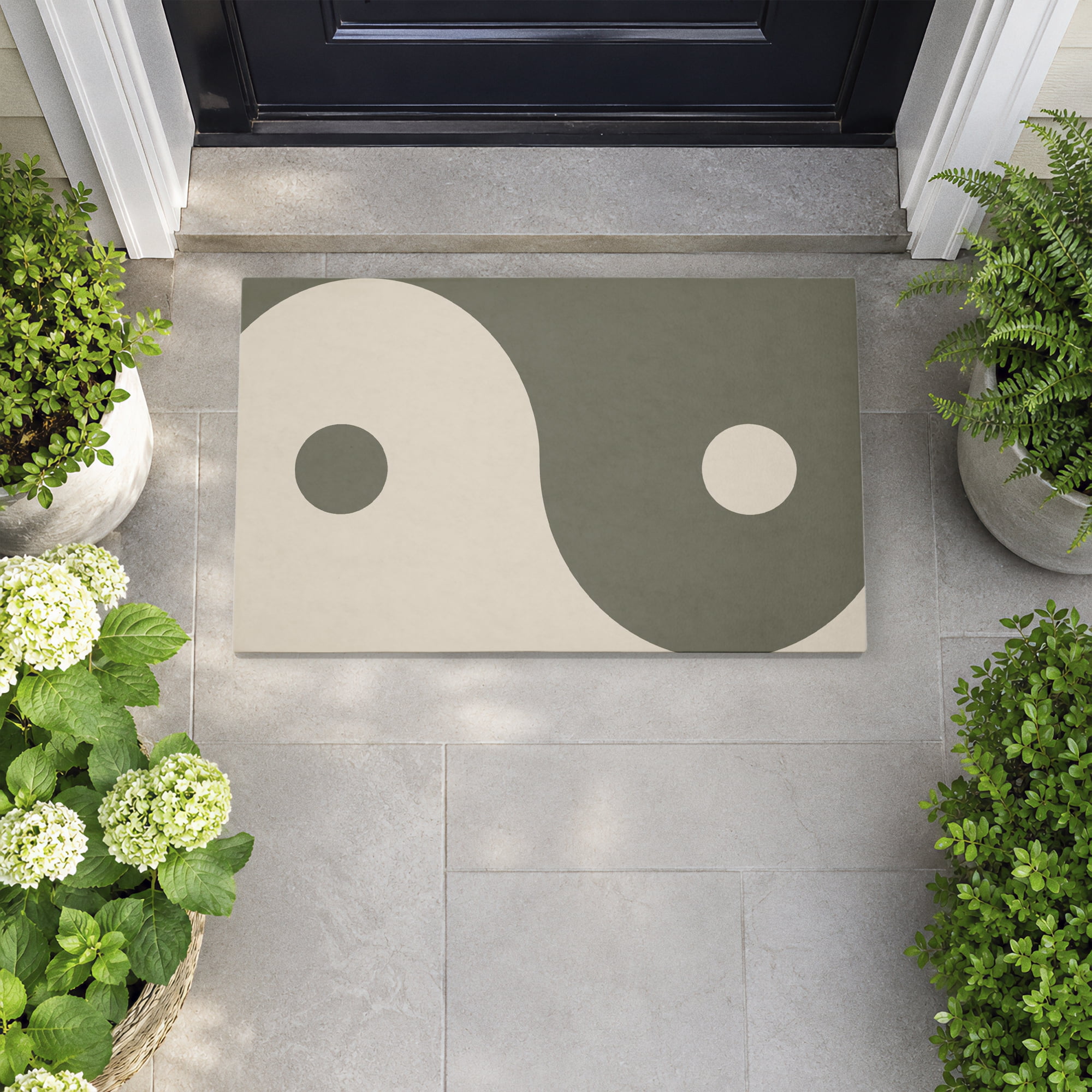Stupell Industries Curved Neutral Yin Yang Symbol Printed Outdoor Door Floor Mat, design by Ziwei Li