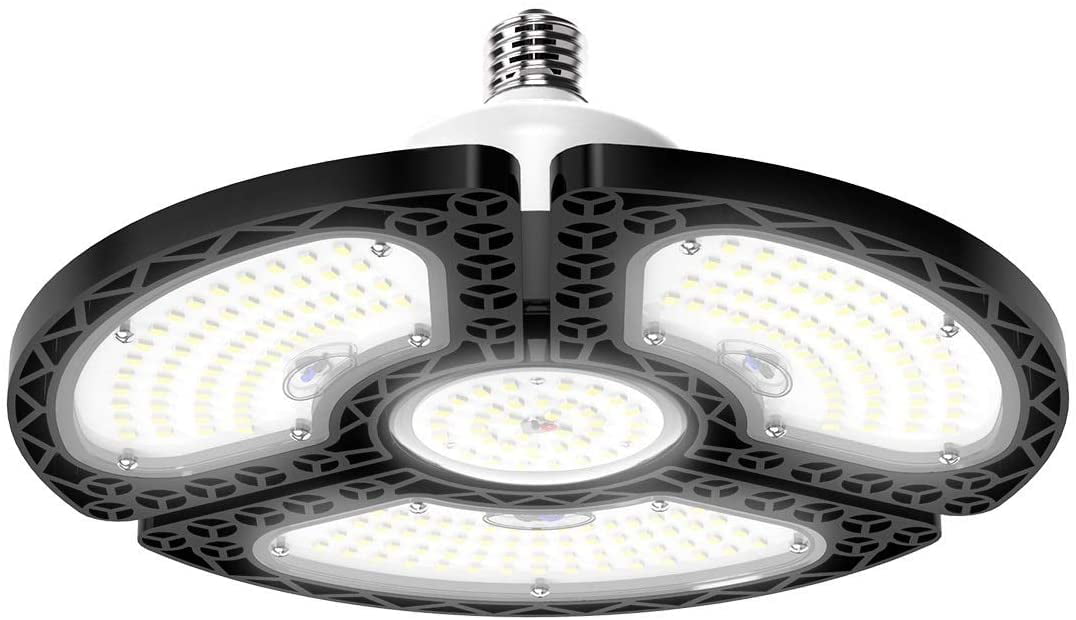 3 Deformable Panels Ceiling Lights High Bay Lamp 60W LED Shop Garage Light 