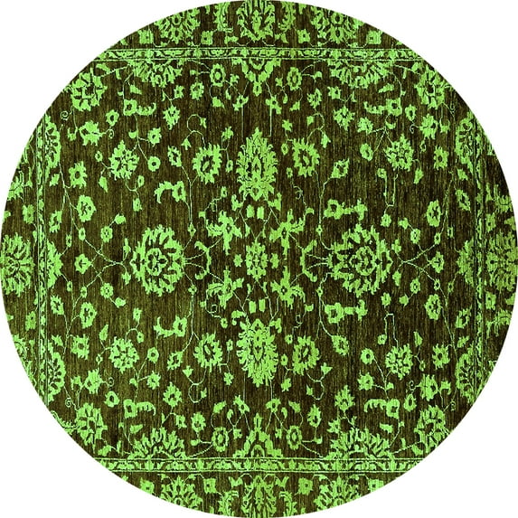 Ahgly Company Indoor Round Abstract Green Modern Area Rugs, 8' Round