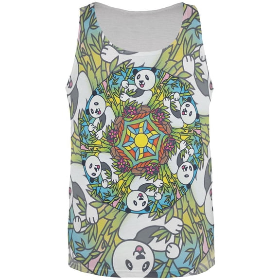 Mandala Trippy Stained Glass Panda All Over Mens Tank Top Multi SM